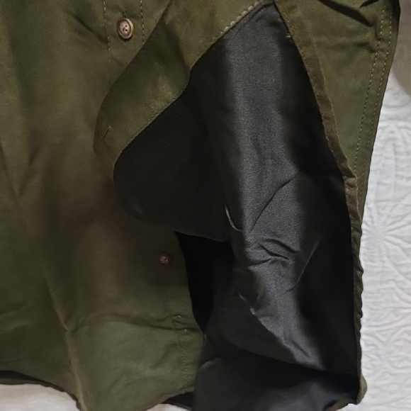 Men's Olive Green Tan Jacket Shirt Hunting Long Sleeve Button Down Winter Warm - Picture 9 of 11